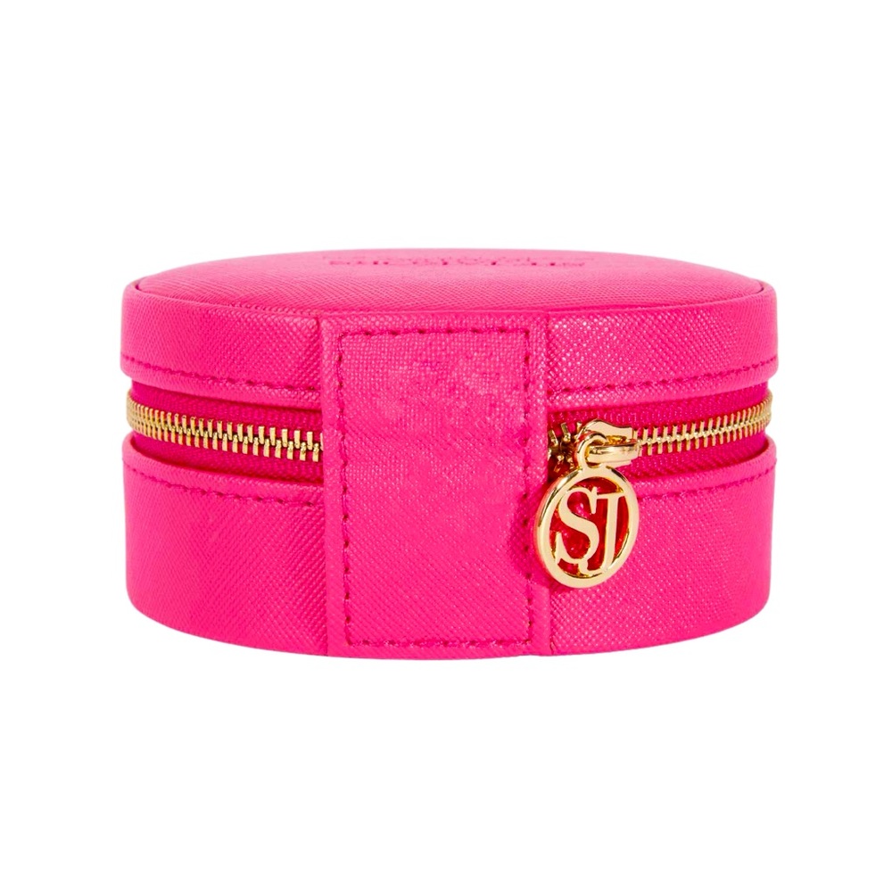 Round travel jewelry box. NWOB.  Travel safe with valuables!